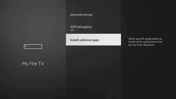 Select Install Unknown Apps to install unofficial apps on Firestick.
