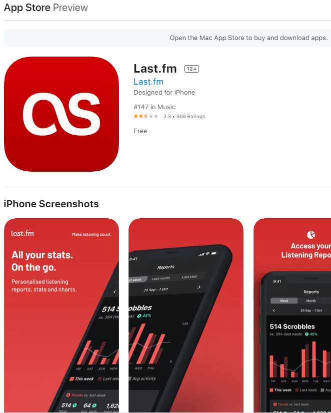 Install Last.fm app from App Store