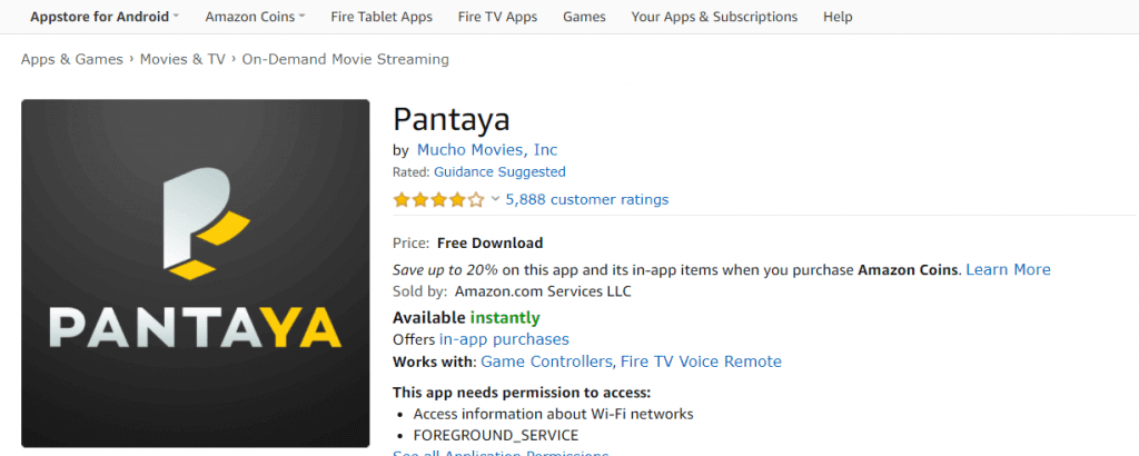 Download and install Pantaya on Firestick.
