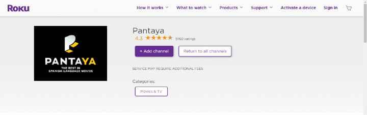 Tap Add Channel to install Pantaya on Roku