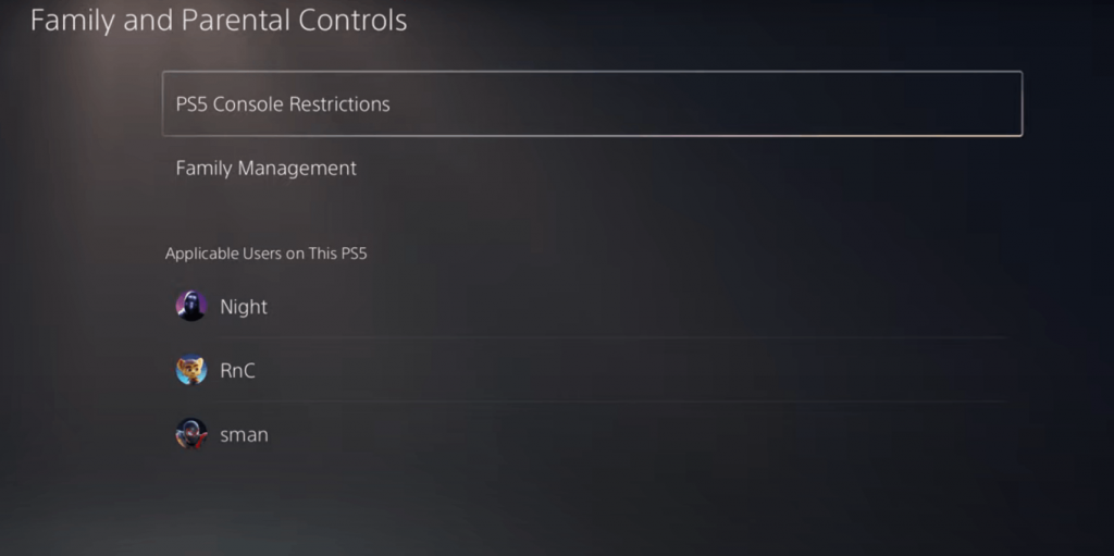 Select PS5 Console Restrictions
