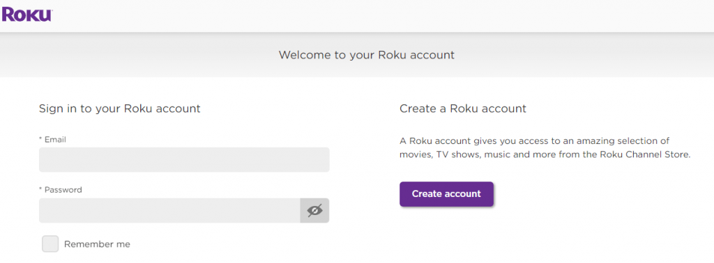 Sign-in with your Roku account details