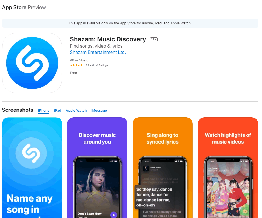Install Shazam app on your iPhone