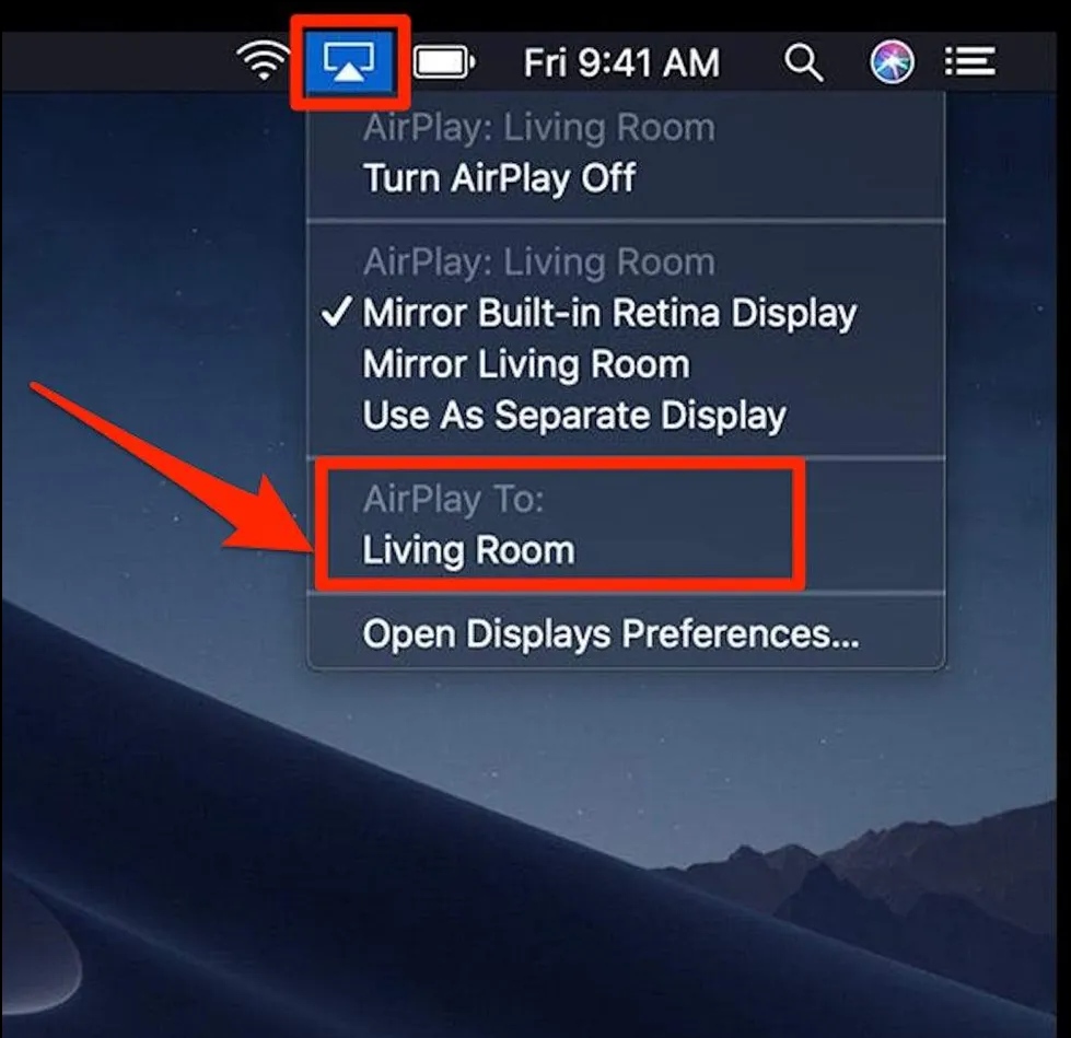 Choose Airplay icon 