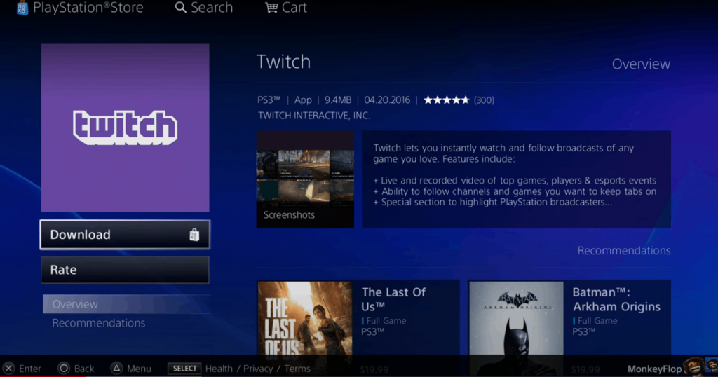 Download Twitch on PS3
