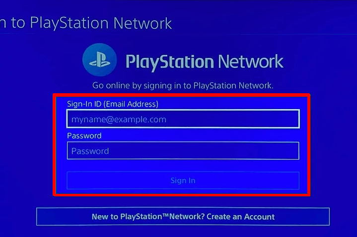 Sign in using your PSN credentials