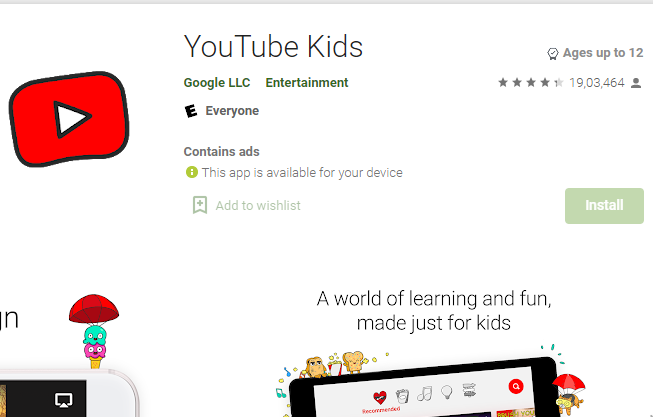 Install YouTube Kids app