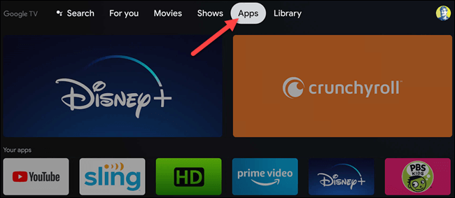 Select Apps in Google TV