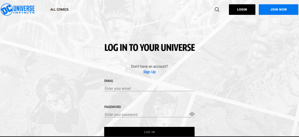 Login-in to DC Universe account.