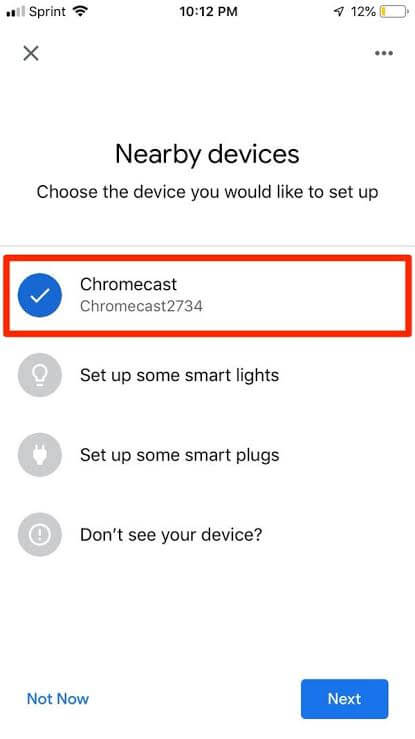 Choose Chromecast device