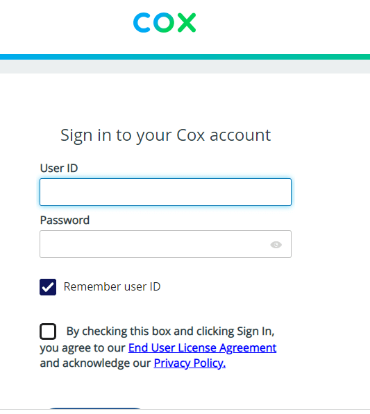 Sign-in with Cox ID and password.