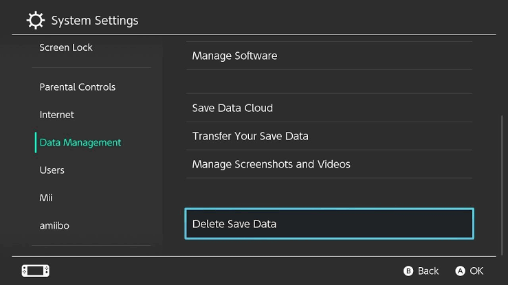 Select Delete Save Data - How to Delete Games on Nintendo Switch
