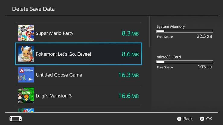 Select any game to Delete Games on Nintendo Switch 