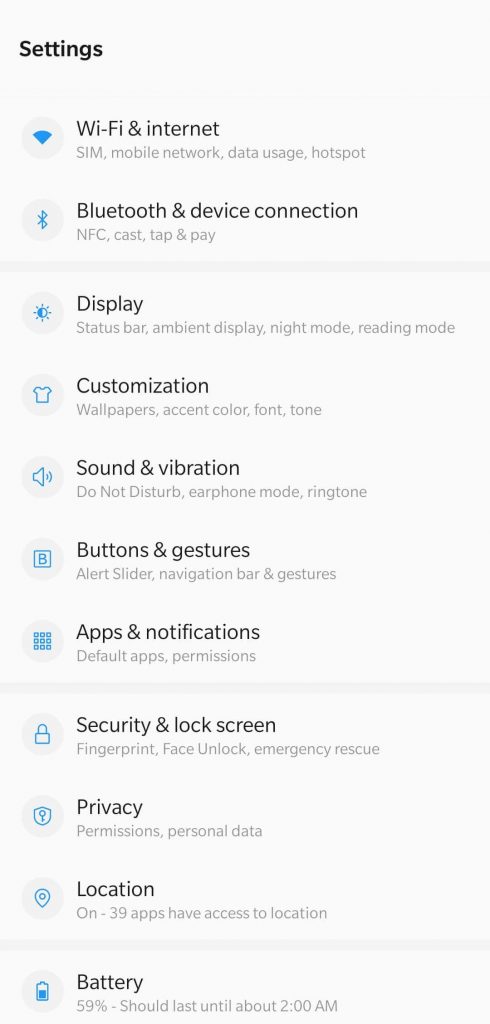 Select Apps from Settings