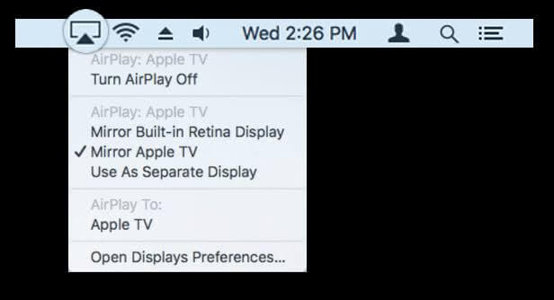 Select Airplay in Mac