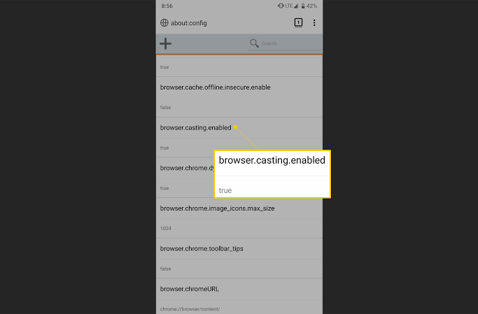 Enable casting browser to true