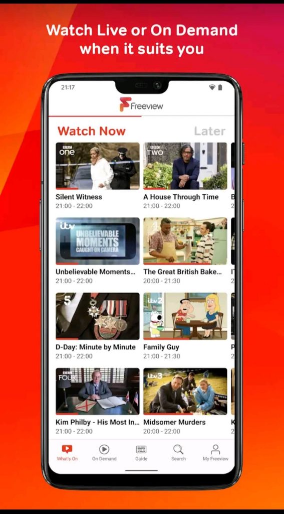 Freeview mobile app in Android phones