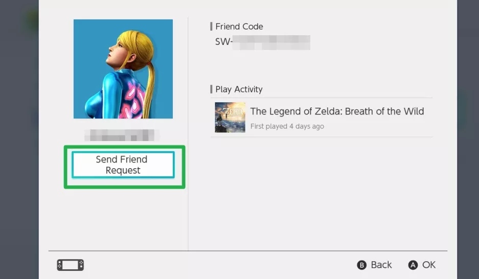 How to Add Friends on Nintendo Switch- click Send Request