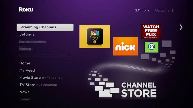 MX Player on Roku- choose Streaming channel