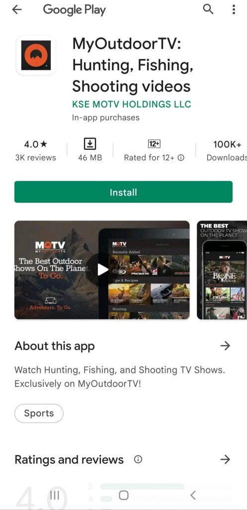 Get MOTV app from Google Play Store