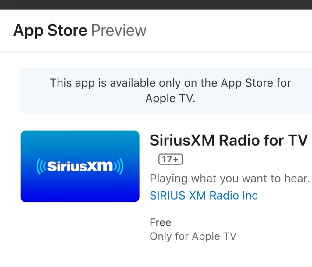 Install SiriusXM on Apple TV