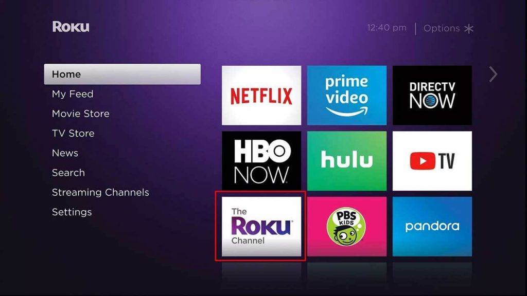 Select Settings in Roku home page