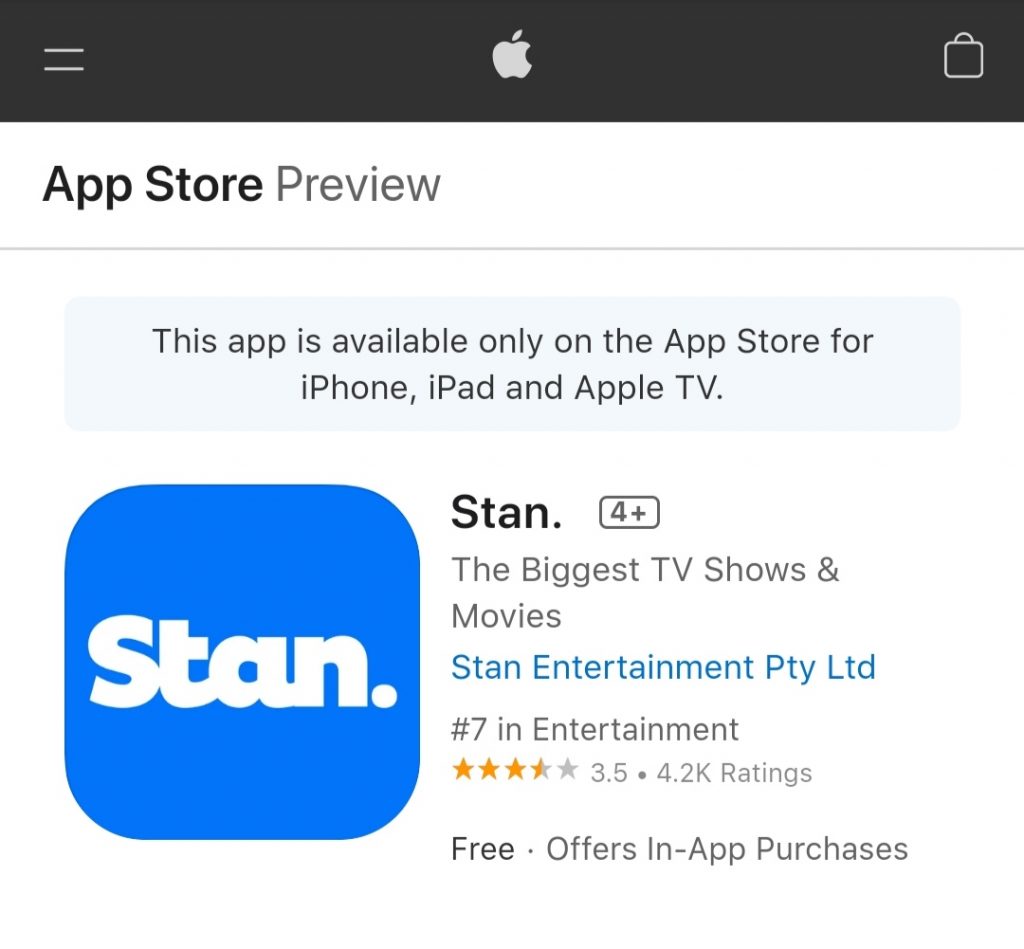 Stan. on Apple TV- Click Get