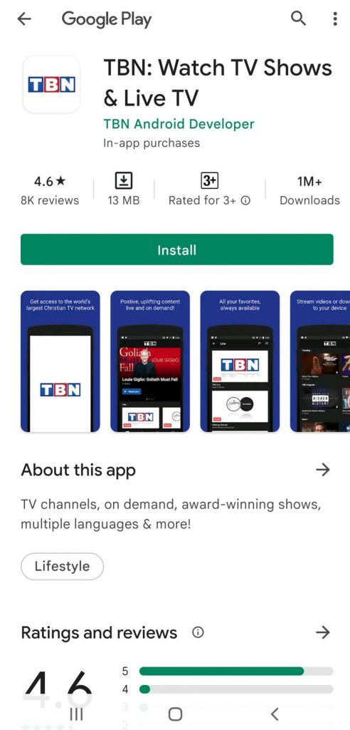 Get TBN app in Android phone