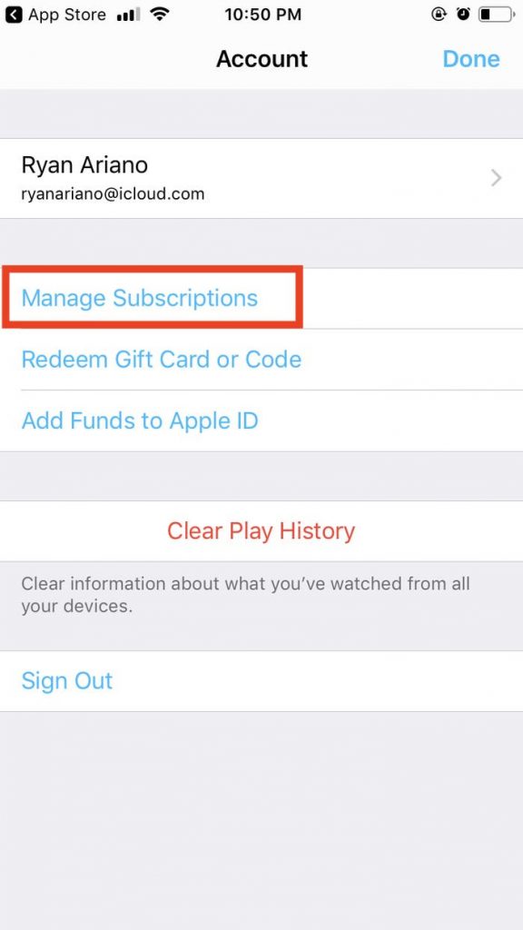 Tap Manage Subscription.