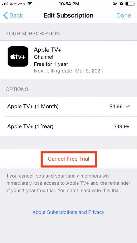  How to Cancel Apple TV Subscription - click cancel
