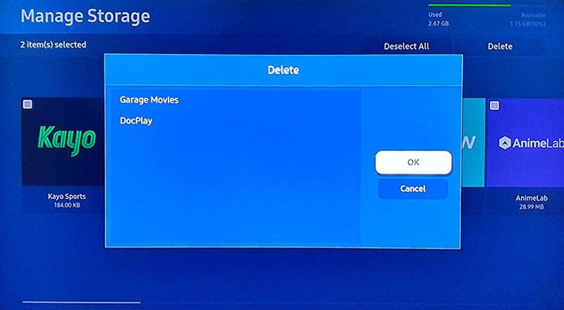 How to Delete Apps on Samsung Smart TV - click ok