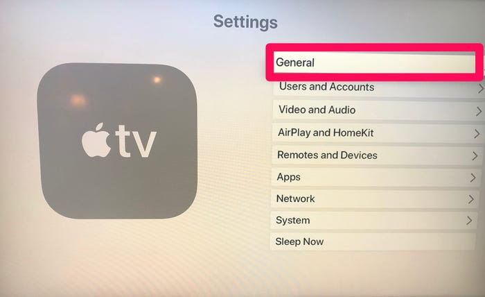 How to Rename Apple TV- Click General