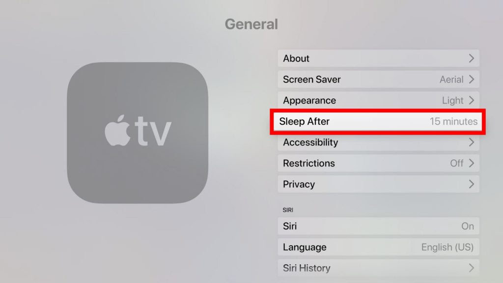 How to Set Sleep Timer on Apple TV - Click Seep After