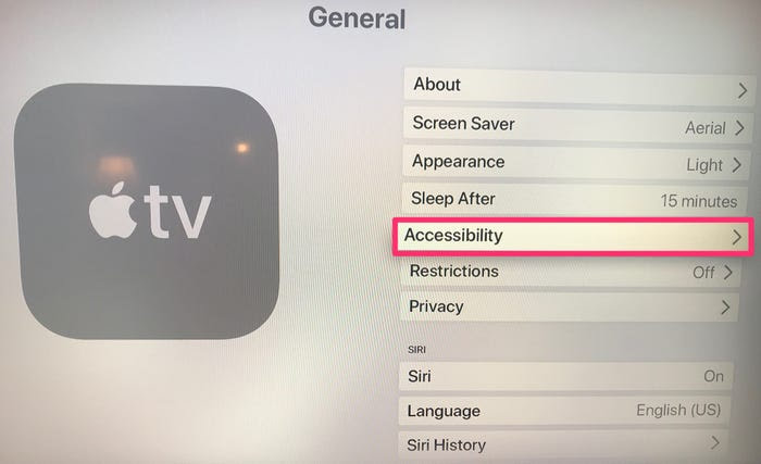 How to Turn on Subtitles on Apple TV- Click Accessibility