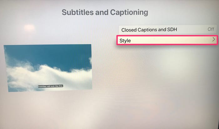 How to Turn on Subtitles on Apple TV- Select Style