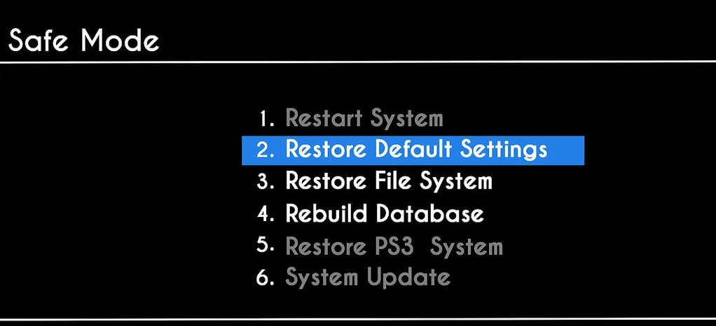 PlayStation Error Code 8002A537 - Restore default settings