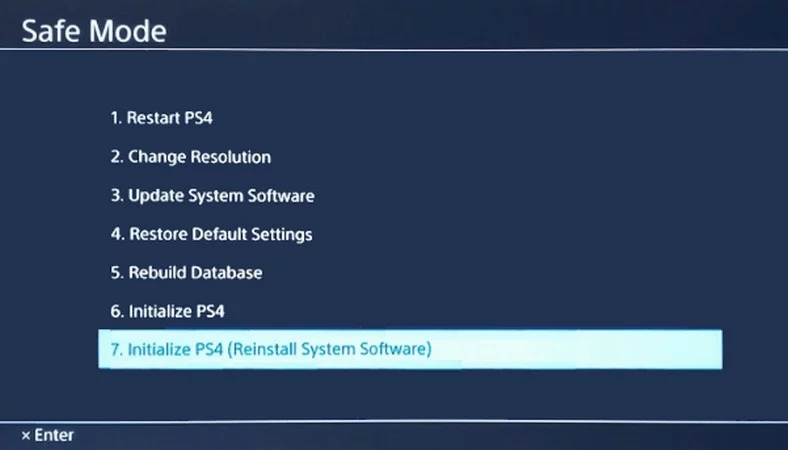 Select initialize PS4 (Reinstall System Software) 