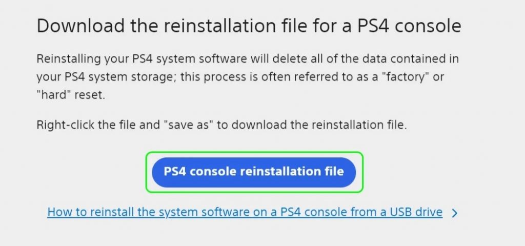  click on PS4 console reinstallation file 