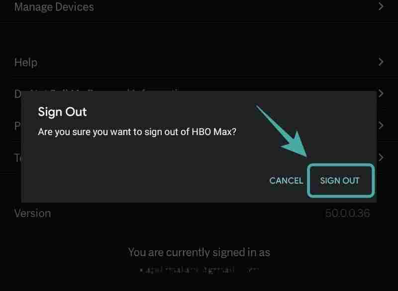 Sign out of HBO Max