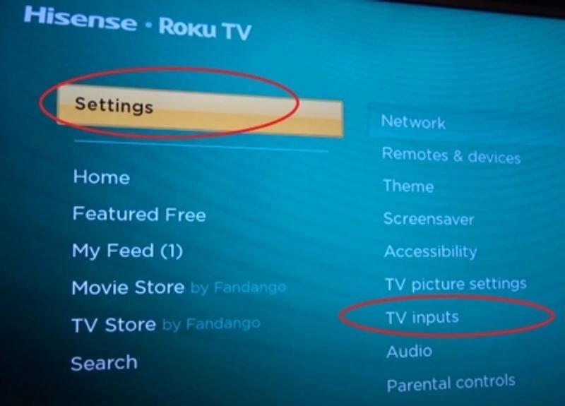 click Settings >TV Inputs.