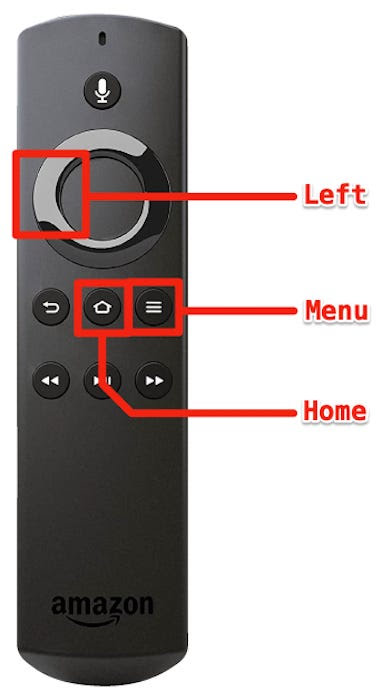  How to Reset Firestick Remote- press Left and menu button 