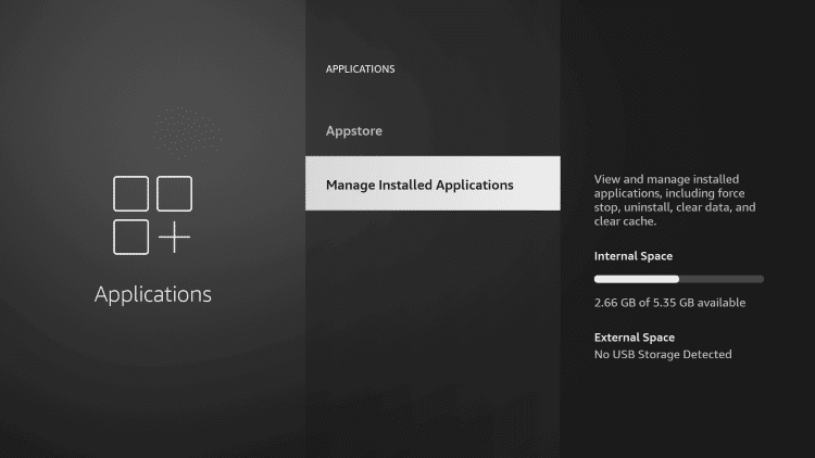 select Managed installed Application option.
