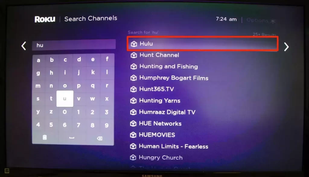 Hulu on LG Smart TV-Search foir Hullu