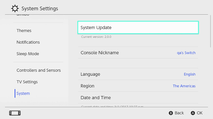 Nintendo Switch Won't Charge - update system software 