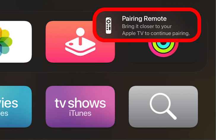 pop-up on Apple TV screen