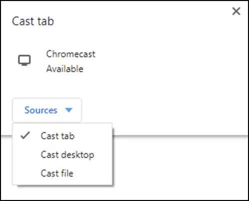 click Cast tab to Chromecast Dropbox