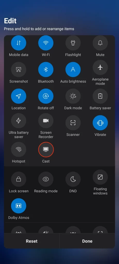 tap the cast icon to screen mirror Dropbox on Roku