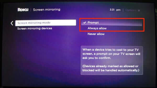 choose the Prompt or Always allow option