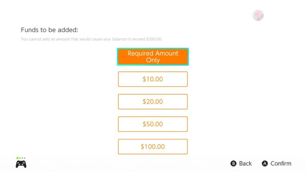 selecting the option required amount only