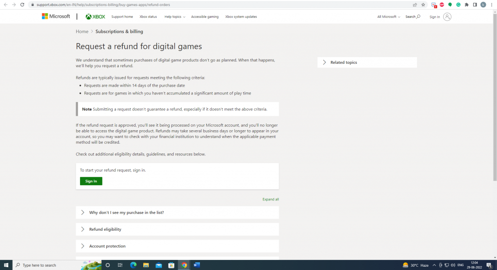 How To Refund a Game on Xbox - Sign in